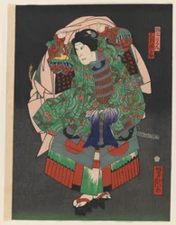 O ator de Osaka Kabuki Gennosuke III, c.1860 (impressão a cores em xilogravura com prata e latão)